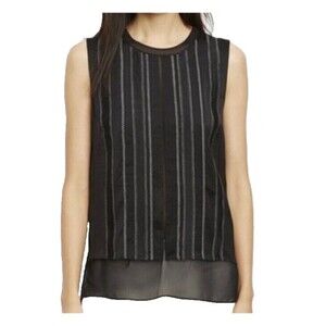 Vince Women's Exposed Seam Sleeveless Blouse Black Silk SZ Small
